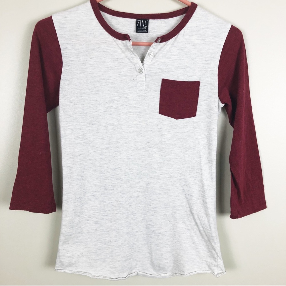 Zine Baseball Raglan Tee with Pocket - Extra Small